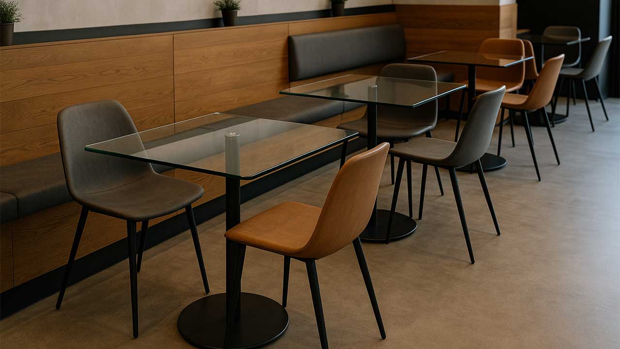 میز شیشه ای رستوران